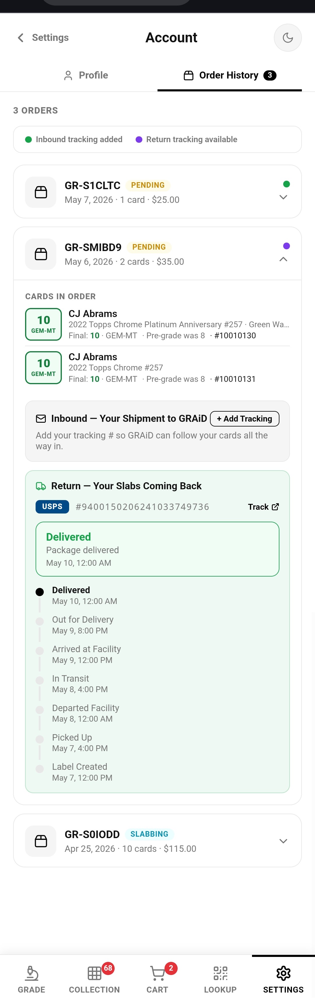 Order History